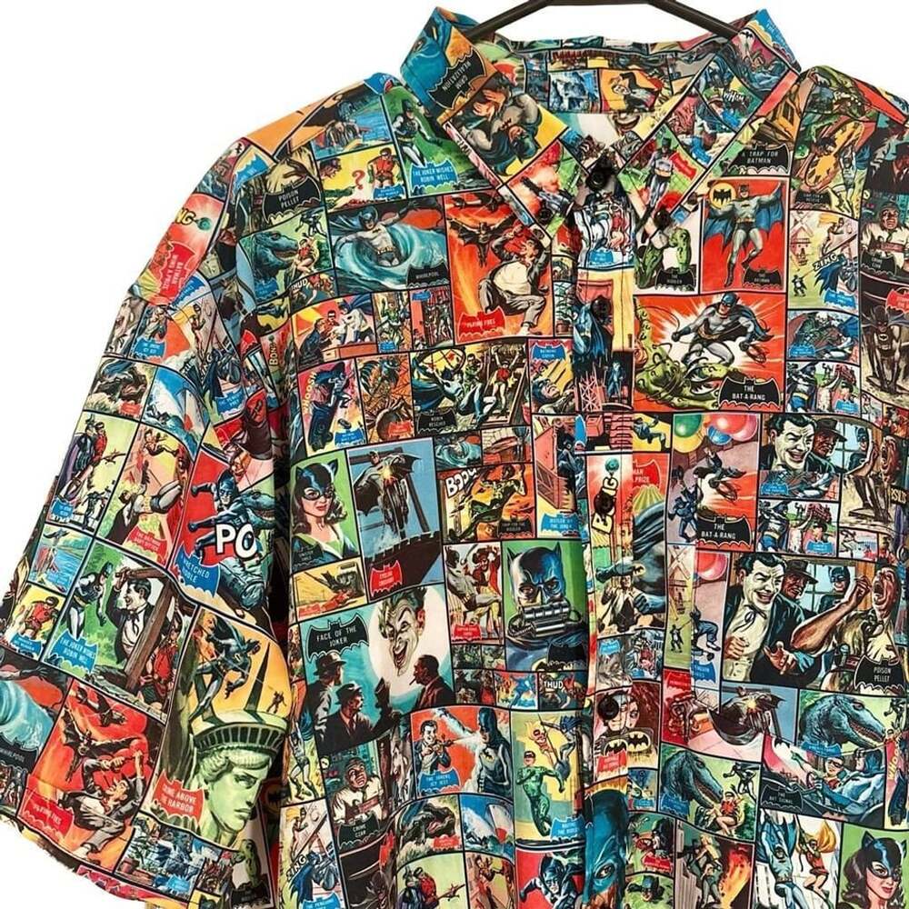 RSVLTS Batman Classic TV Series Shirt 2XL Mens Comic Print Button Up DC KUNUFLEX
